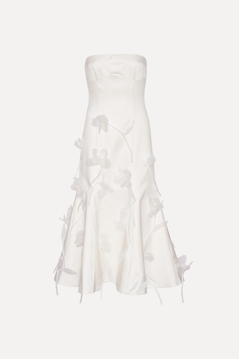 Rotate Birger Christensen 3d Lily Midi Dress White