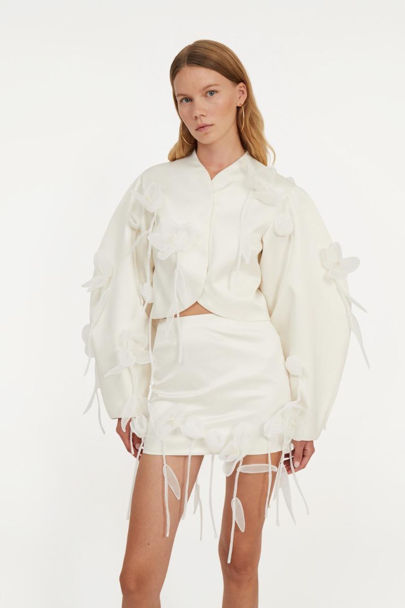 Rotate Birger Christensen 3d Lily Mini Skirt White