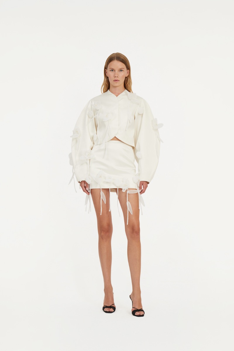 rotate birger christensen 3d Lily Mini Skirt White