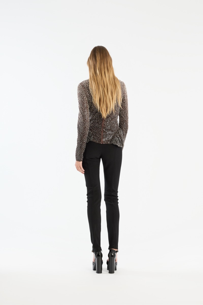 Rotate Birger Christensen Beaded Ls Top Brown