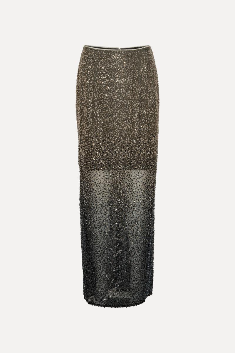 Rotate Birger Christensen Beaded Maxi Skirt Brown