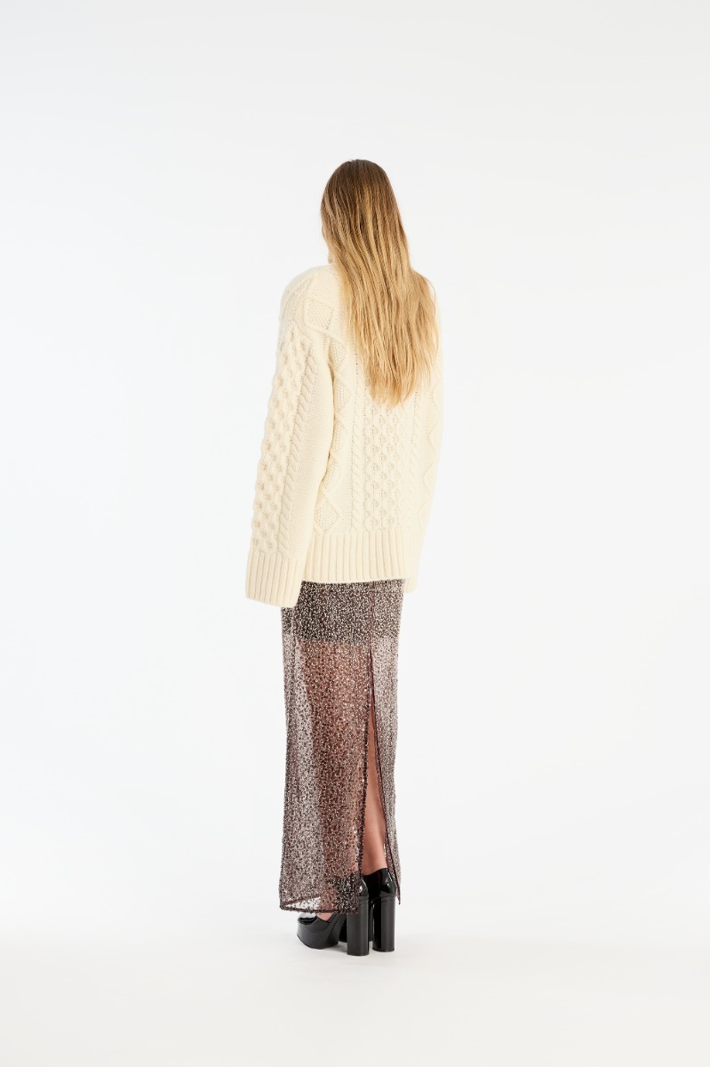 Rotate Birger Christensen Beaded Maxi Skirt Brown