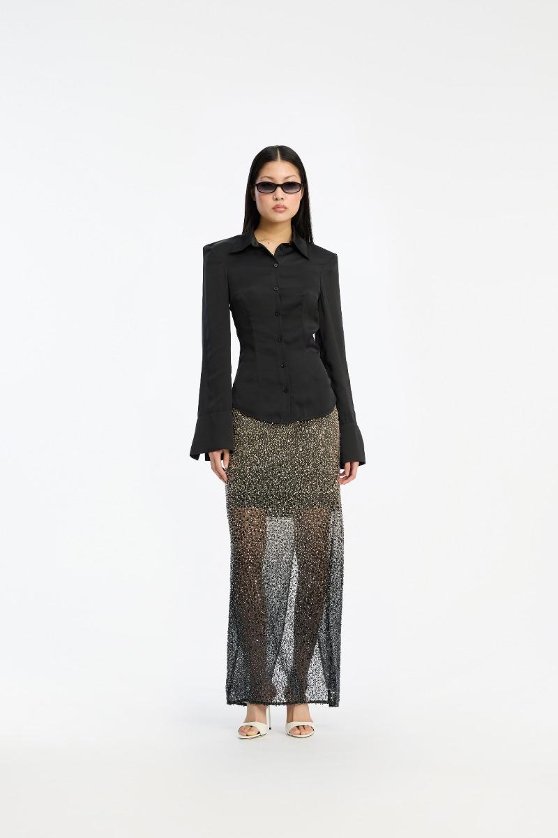 rotate birger christensen Beaded Maxi Skirt Brown