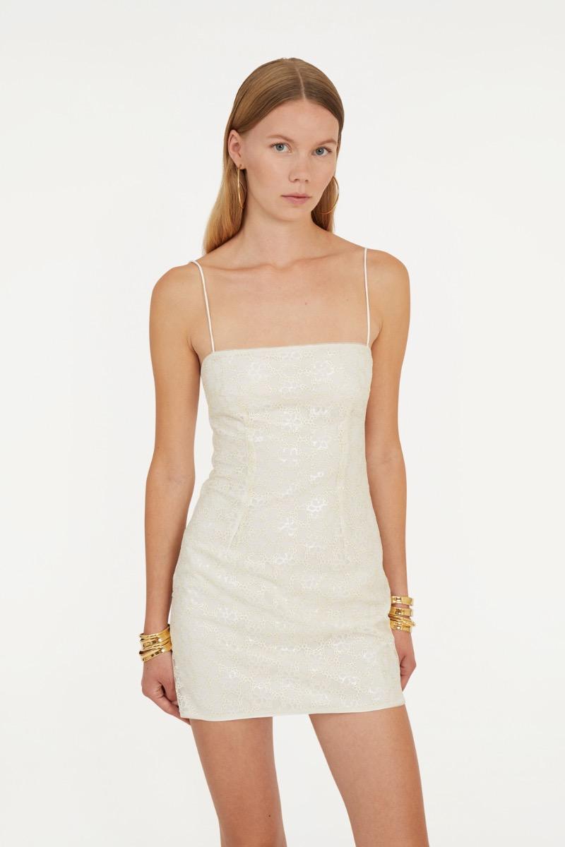 Rotate Birger Christensen Beaded Mini Dress White