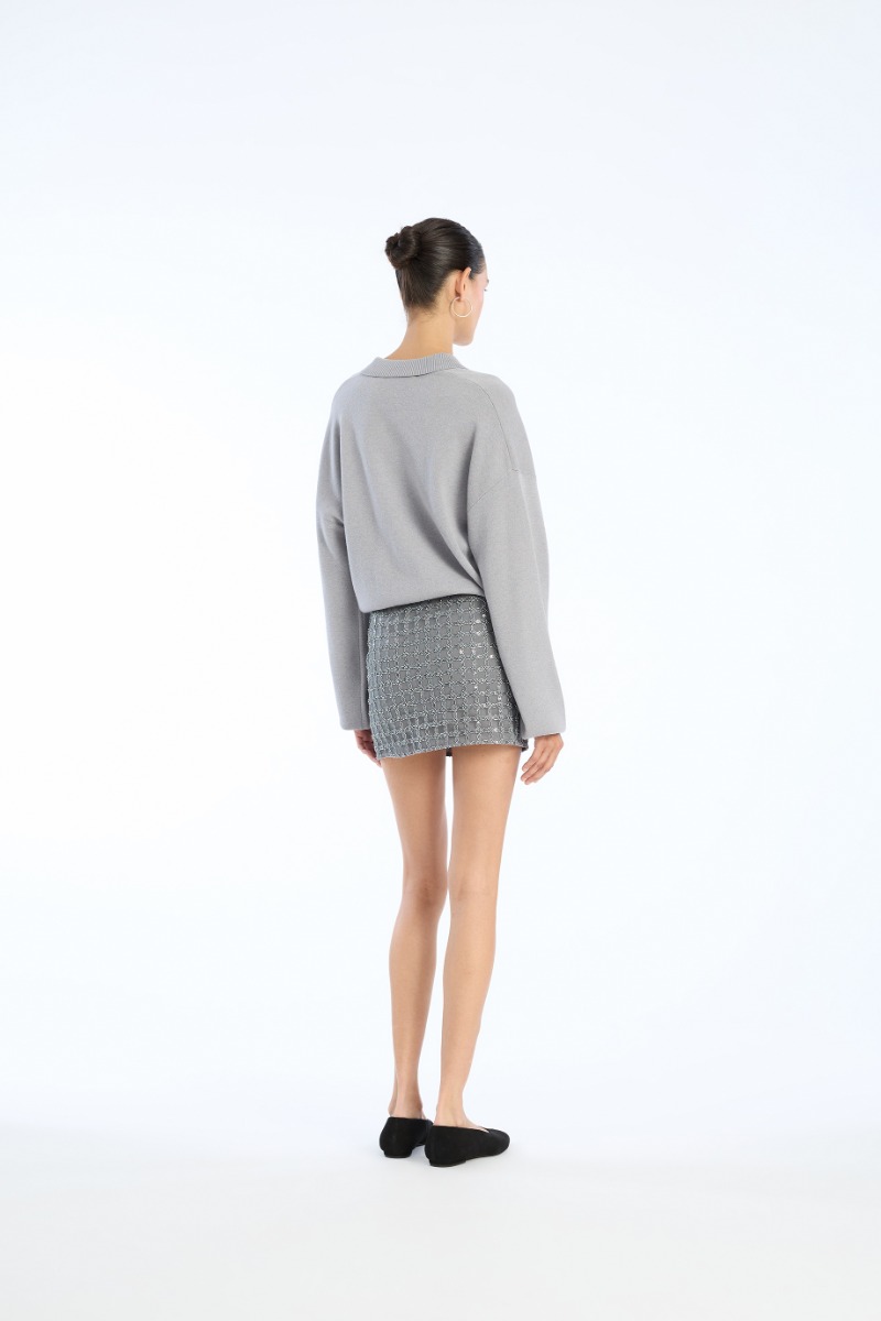 Rotate Birger Christensen Beaded Mini Skirt Grey