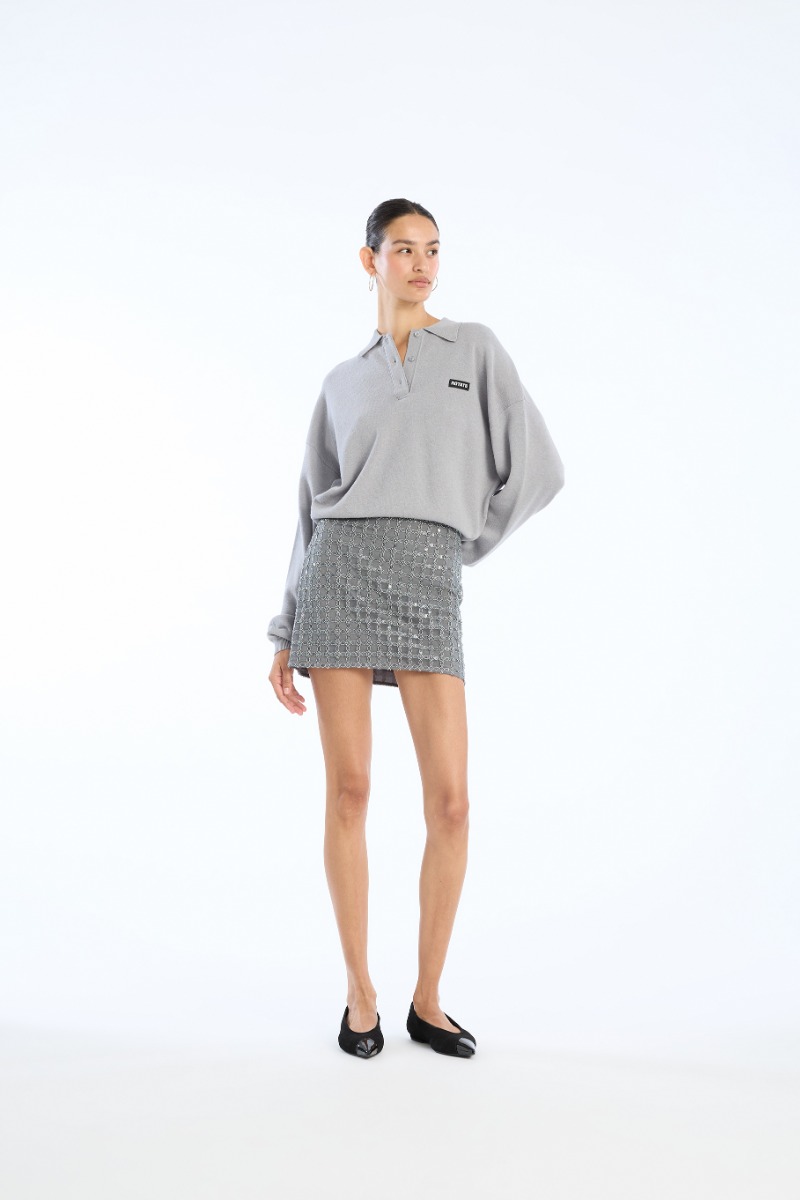 rotate birger christensen Beaded Mini Skirt Grey