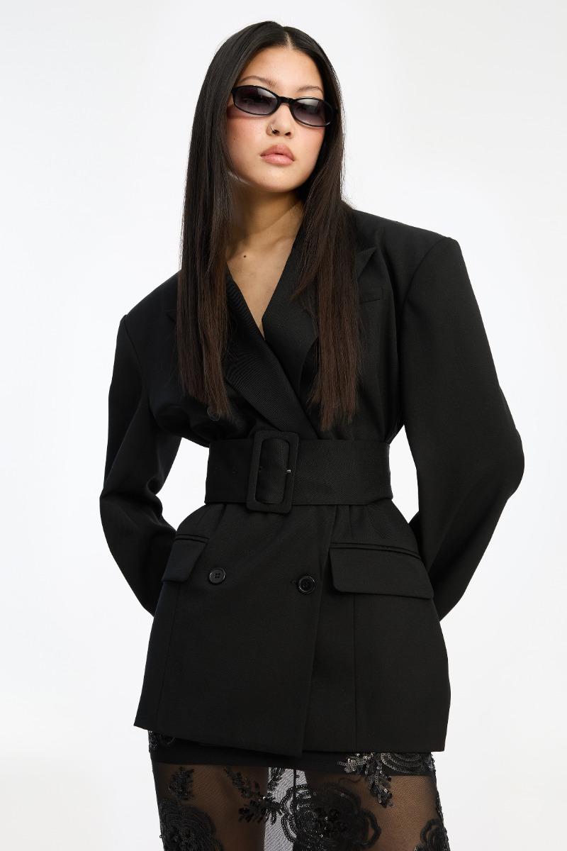 Rotate Birger Christensen Belted Blazer Black