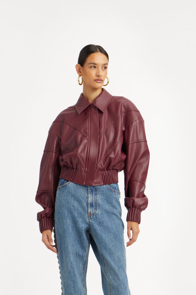 rotate birger christensen Bomber Jacket Bordeaux