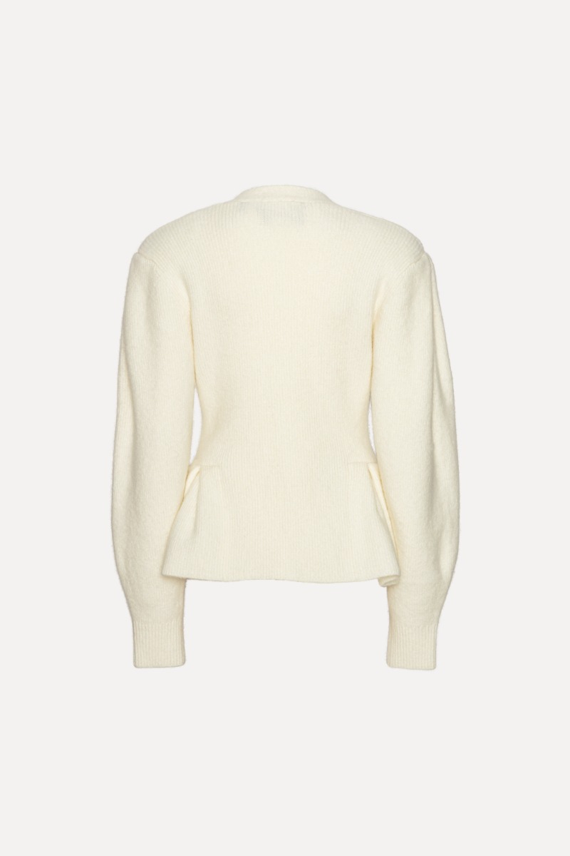 Rotate Birger Christensen Cardigan W/ Peplum Creme