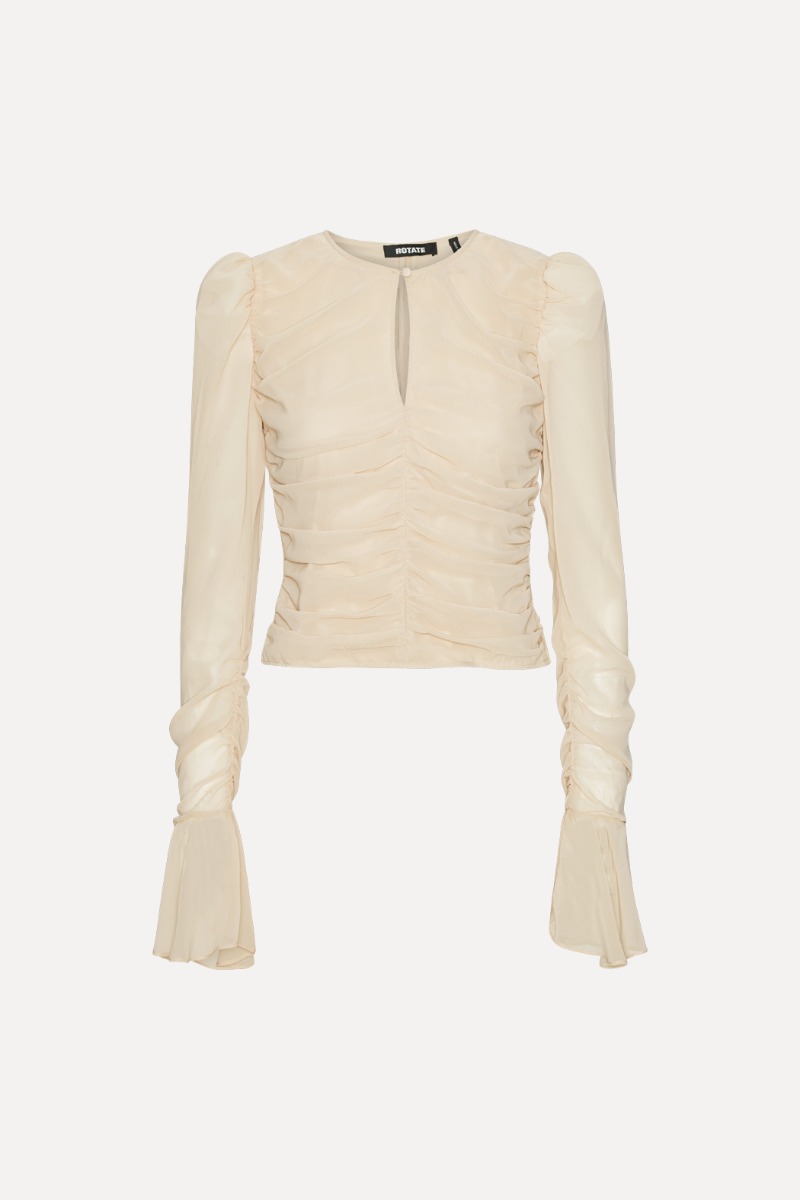 Rotate Birger Christensen Chiffon Ls Top Creme