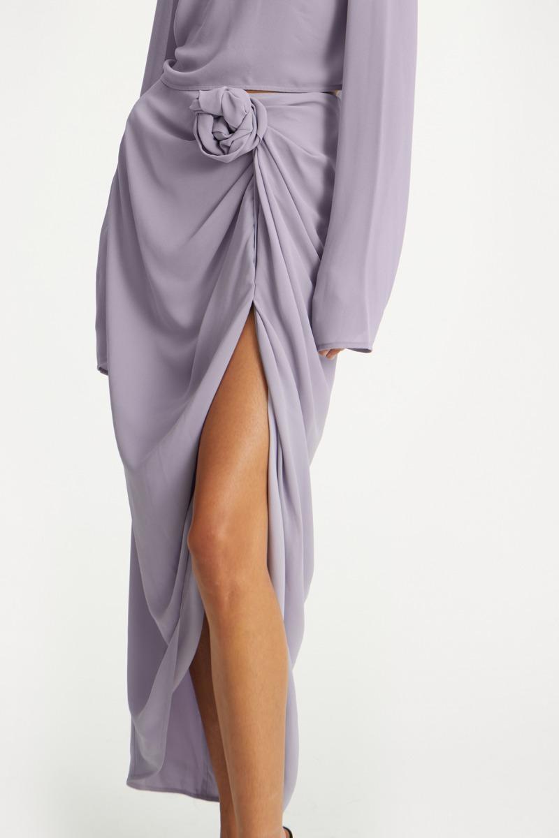 Rotate Birger Christensen Crepe Knot Skirt Purple