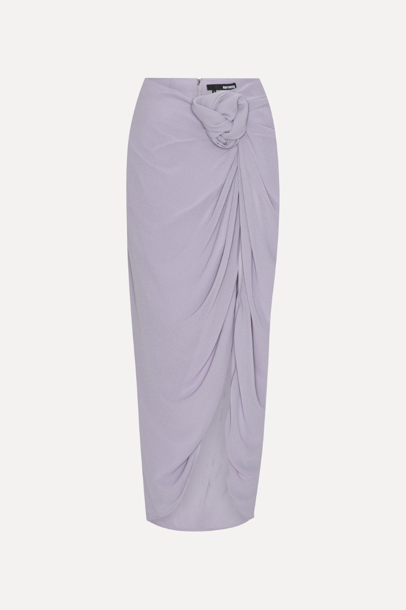 Rotate Birger Christensen Crepe Knot Skirt Purple