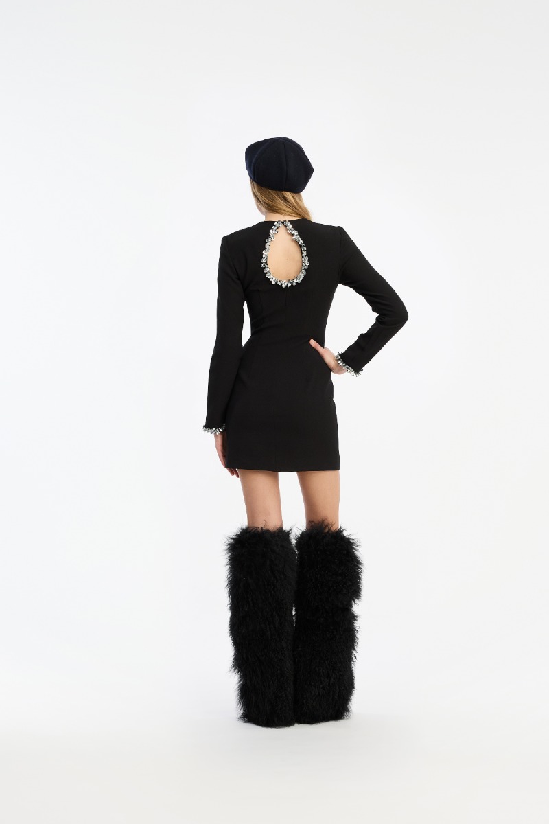 Rotate Birger Christensen Crepe Mini Dress Black