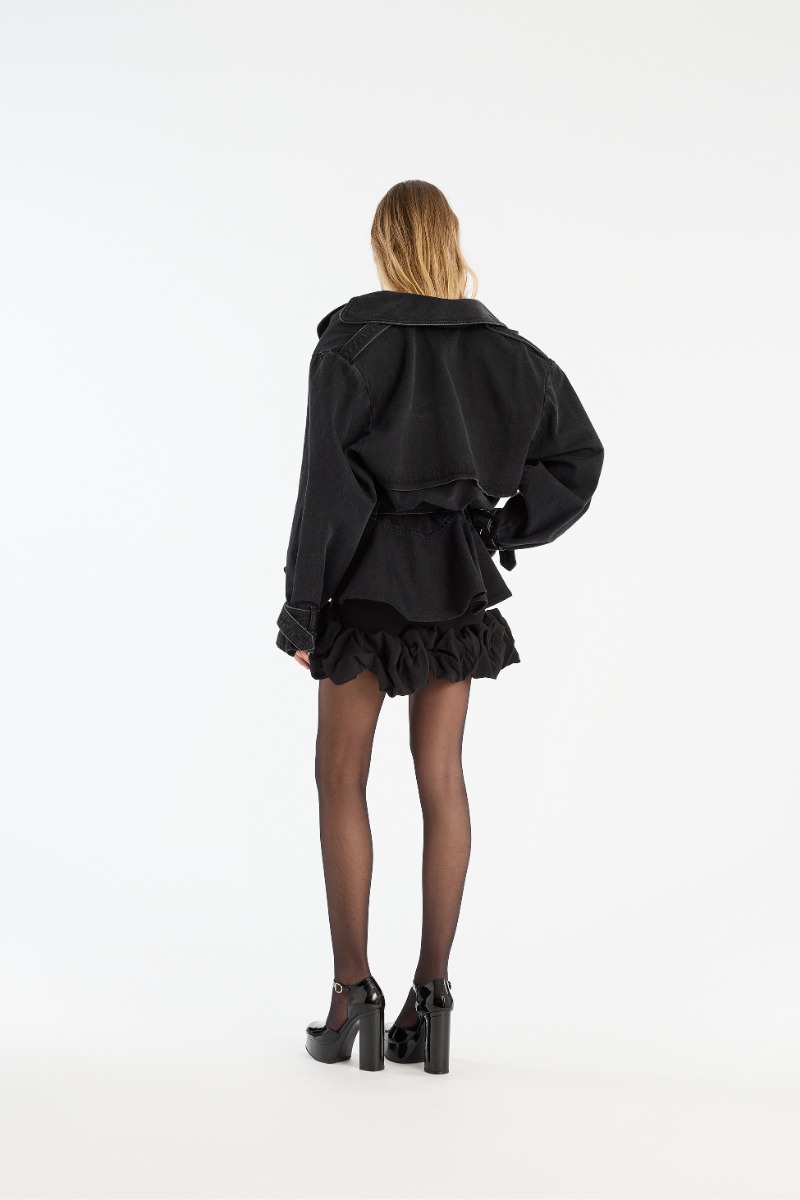 Rotate Birger Christensen Denim Biker Jacket Black