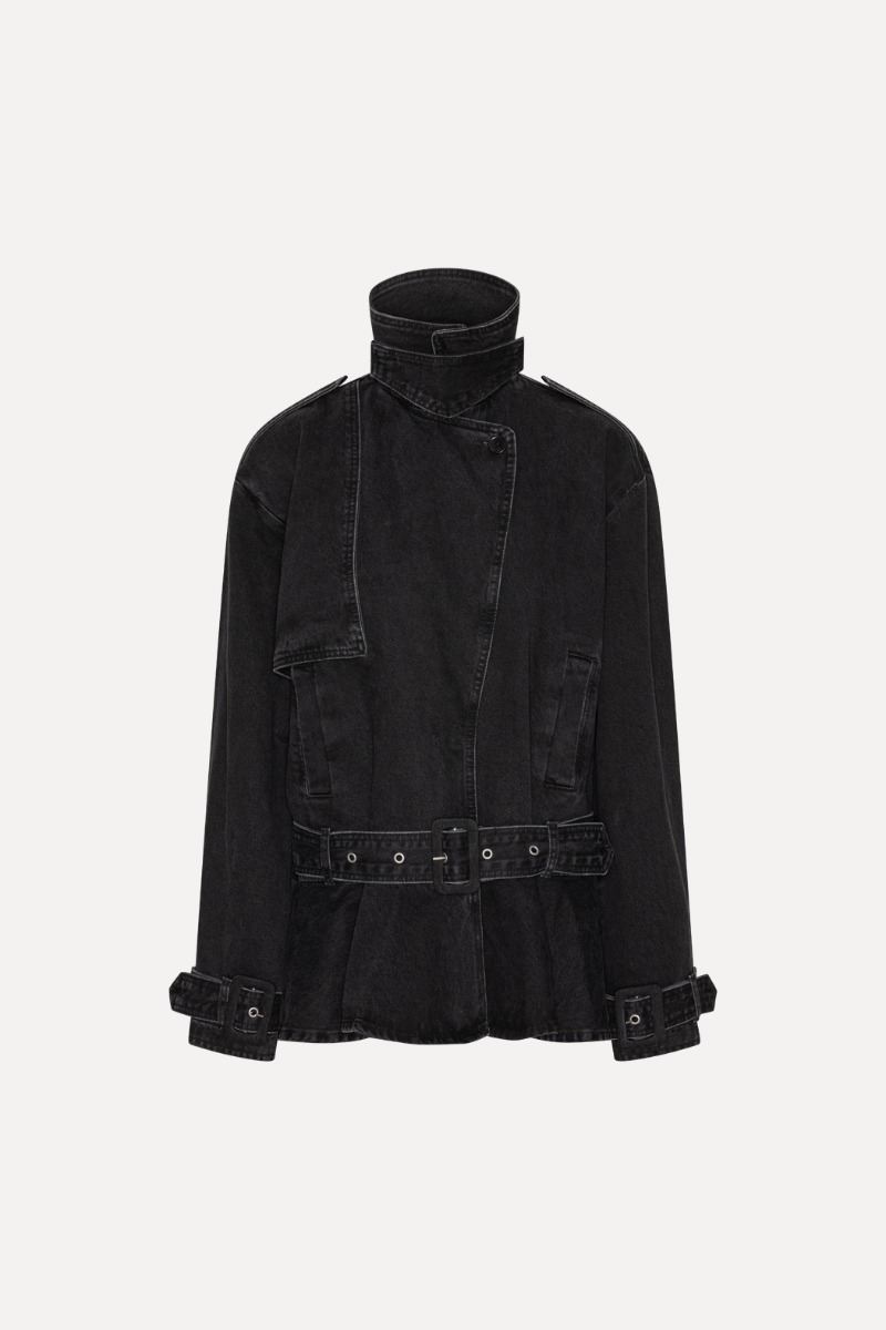 Rotate Birger Christensen Denim Biker Jacket Black