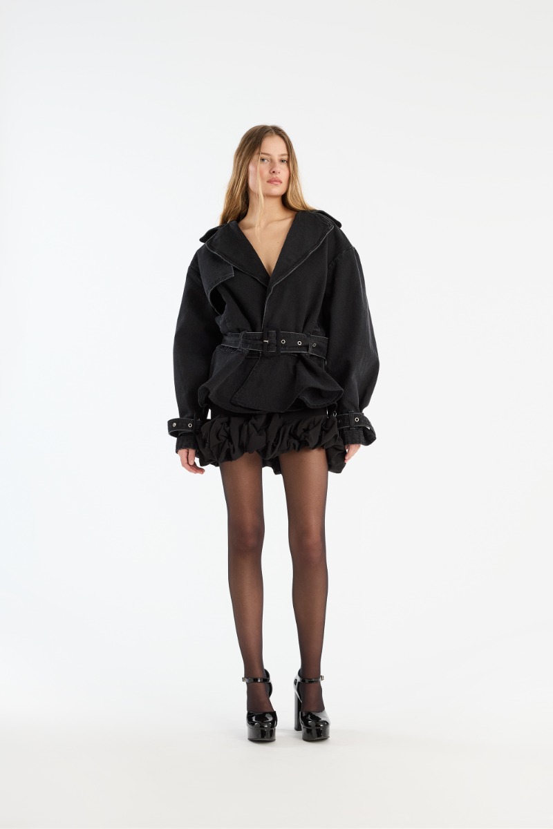 rotate birger christensen Denim Biker Jacket Black