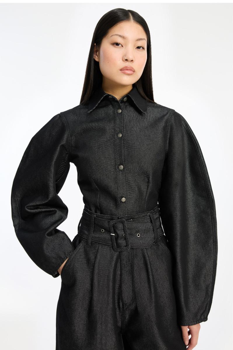 Rotate Birger Christensen Denim Fitted Shirt Black