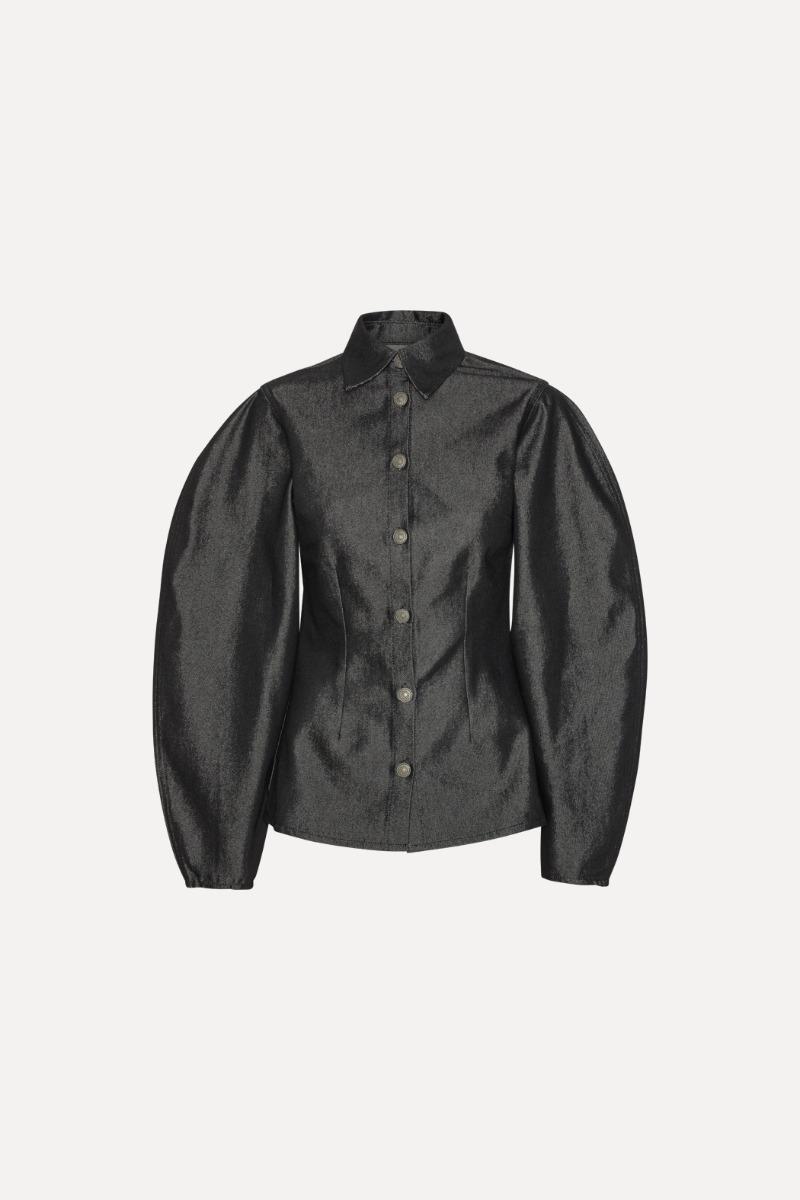 Rotate Birger Christensen Denim Fitted Shirt Black