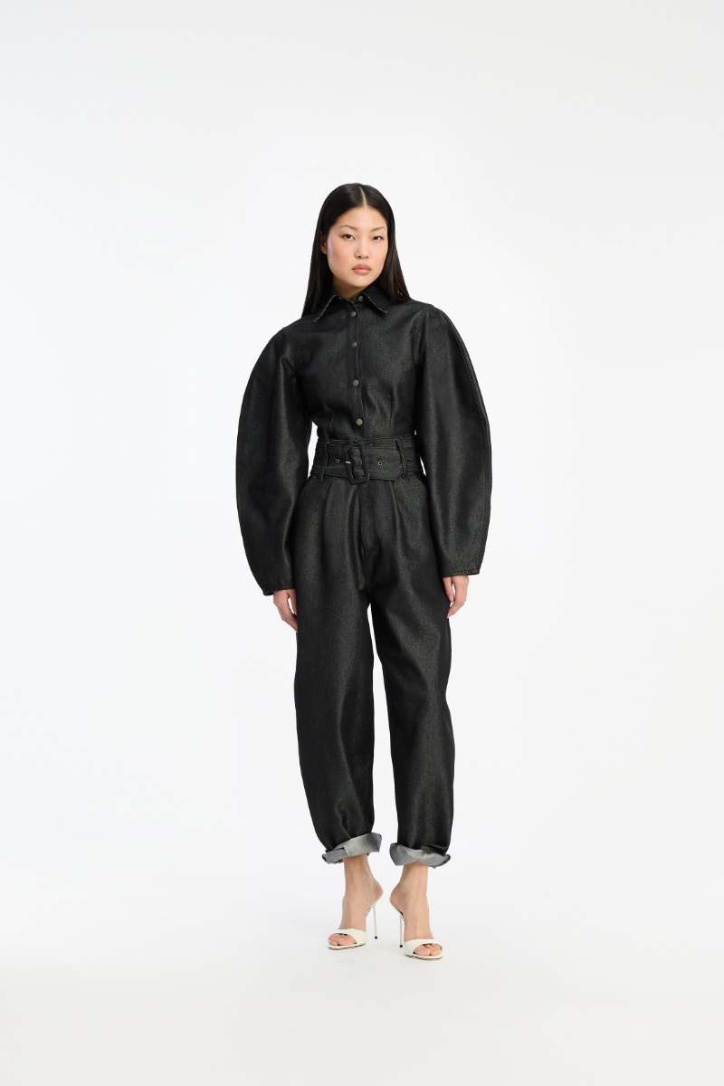 rotate birger christensen Denim Fitted Shirt Black