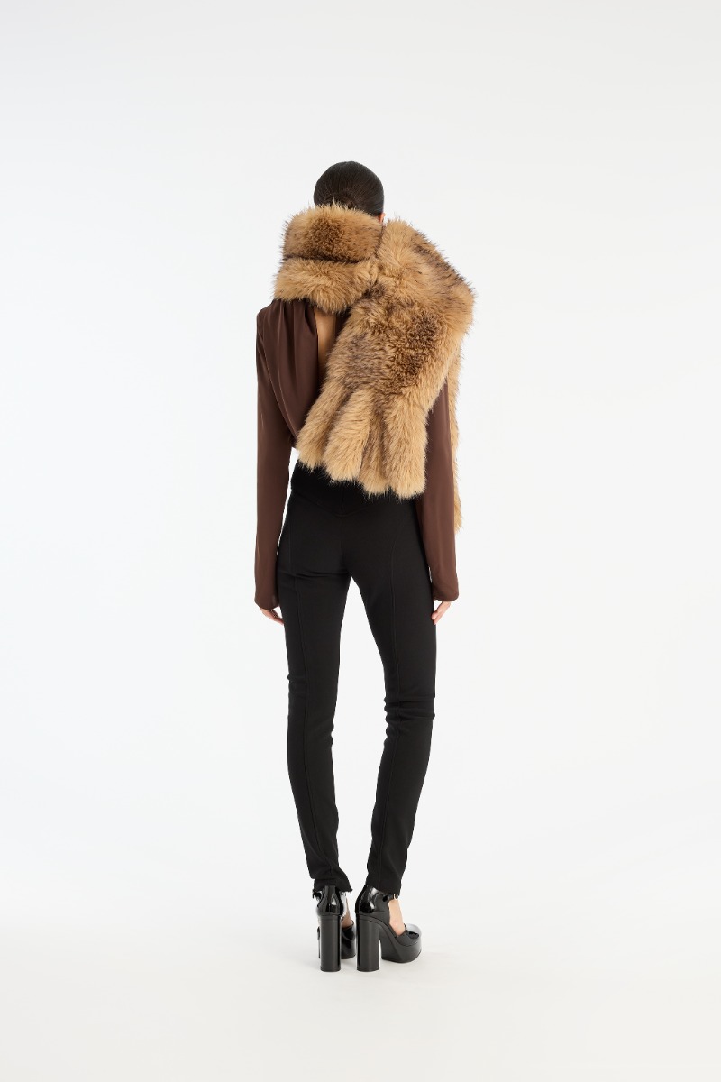 Rotate Birger Christensen Faux Fur Scarf Beige