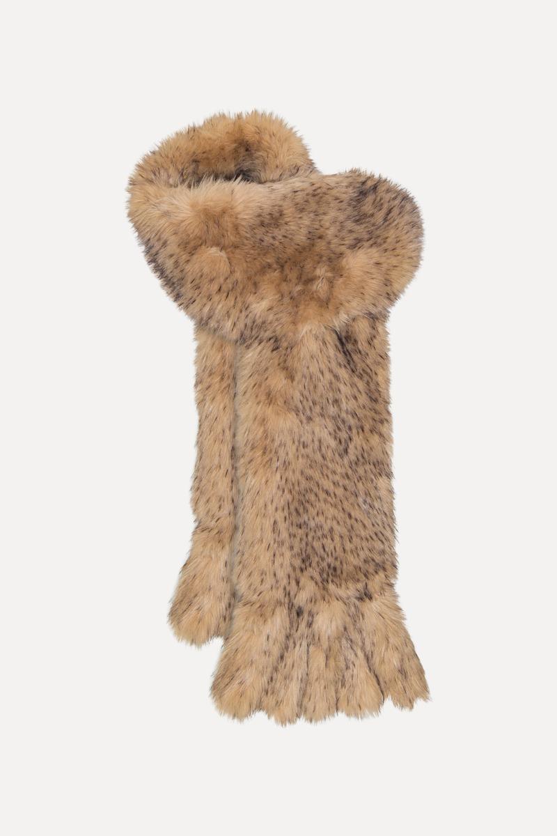 Rotate Birger Christensen Faux Fur Scarf Beige