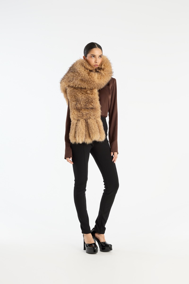 rotate birger christensen Faux Fur Scarf Beige