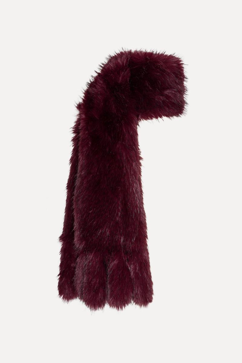 Rotate Birger Christensen Faux Fur Scarf Burgundy
