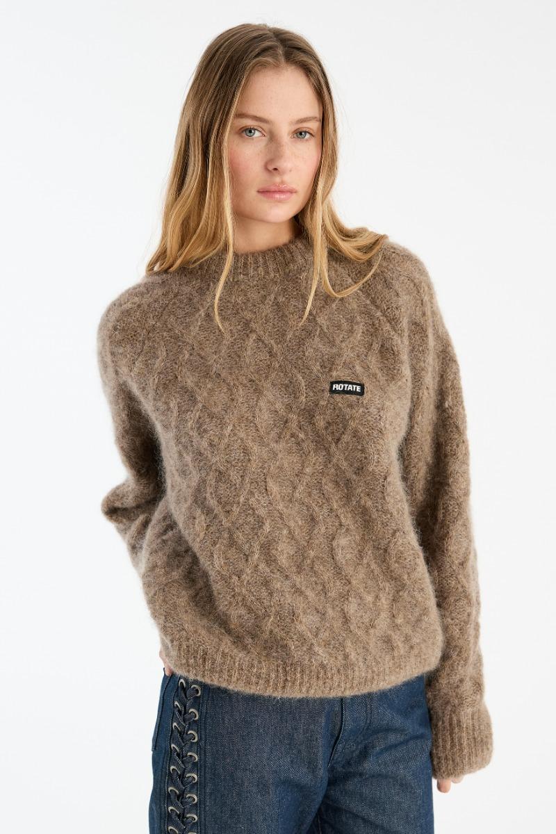 Rotate Birger Christensen Fluffy Knit Jumper Brown