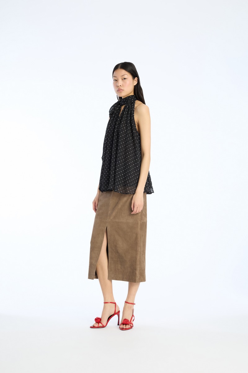 rotate birger christensen Halterneck Bow Top Black