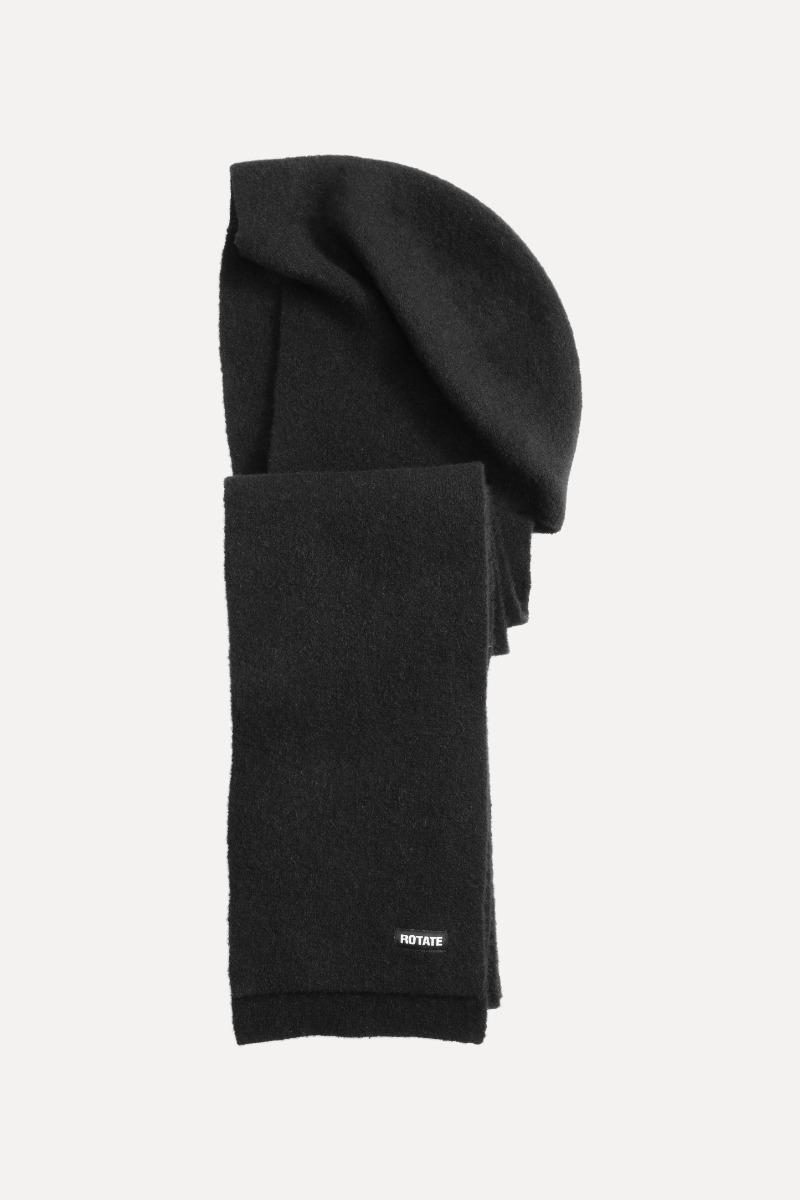 rotate birger christensen Knit Hood Scarf Black