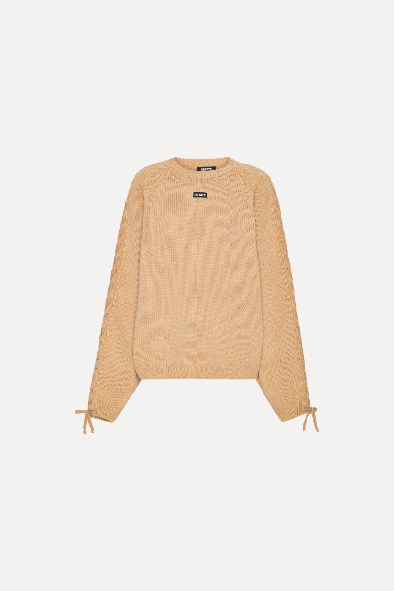 rotate Birger Christensen Knit Lacing Jumper Beige