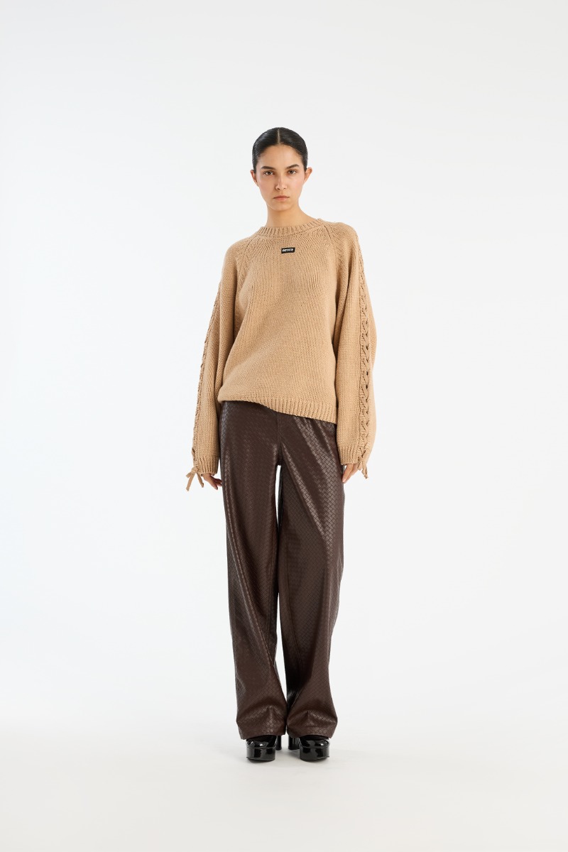 rotate birger christensen Knit Lacing Jumper Beige