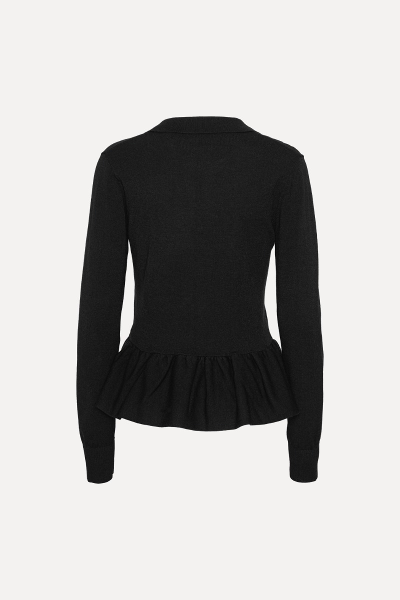 Rotate Birger Christensen Knit Top W/ Peplum Black