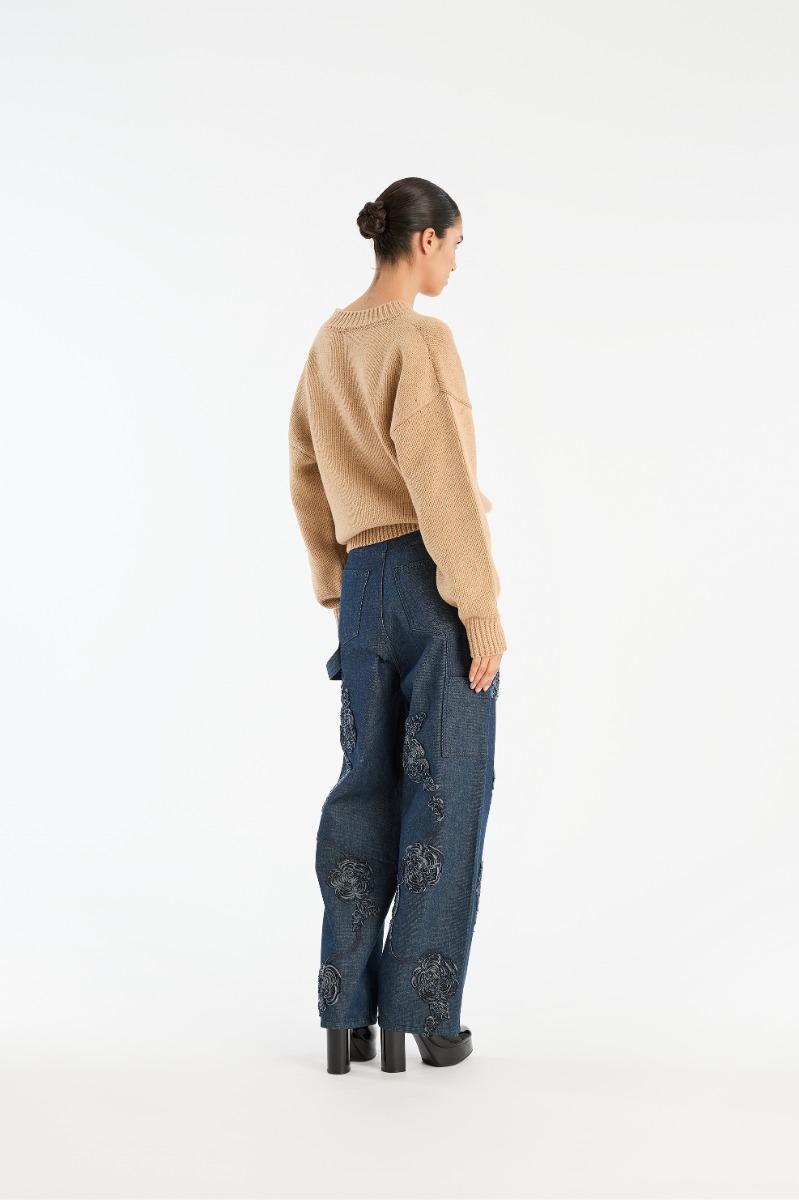 Rotate Birger Christensen Knit V-neck Jumper Beige