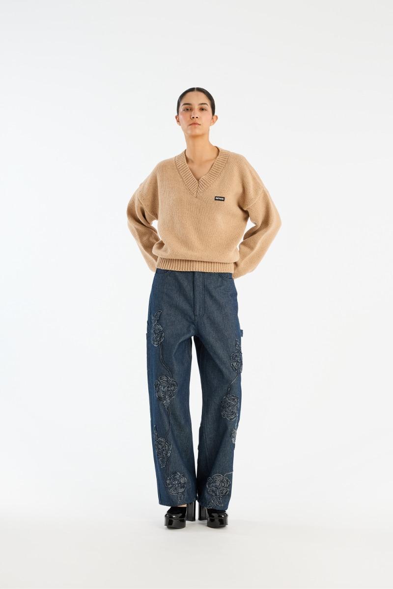 rotate birger christensen Knit V-neck Jumper Beige