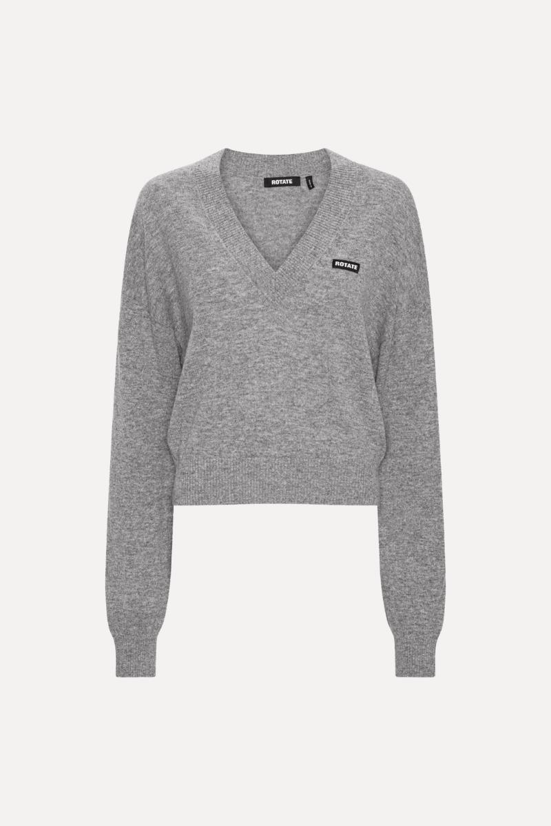 rotate birger christensen Knit V-neck Sweater Grey