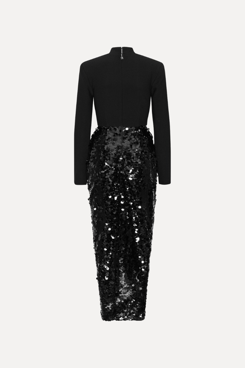 Rotate Birger Christensen Knotted Midi Dress Black