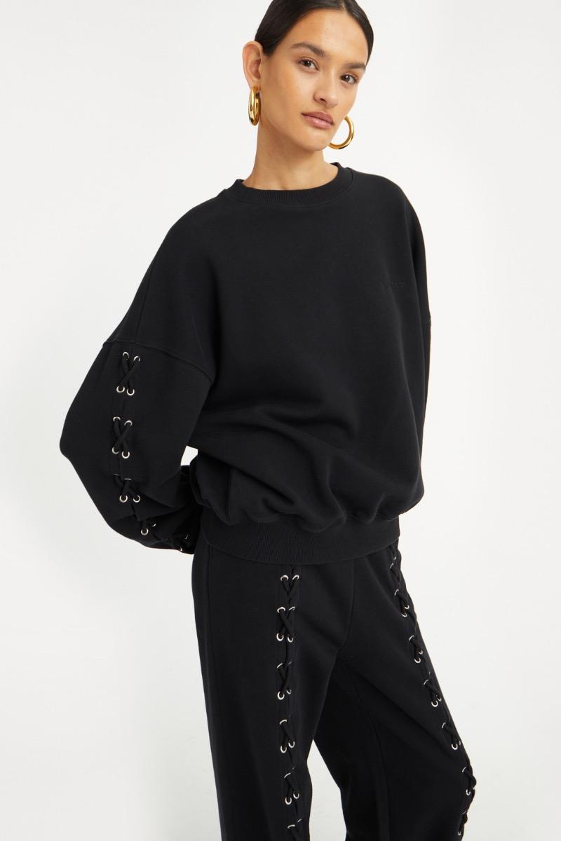 Rotate Birger Christensen Lacing Crewneck Black