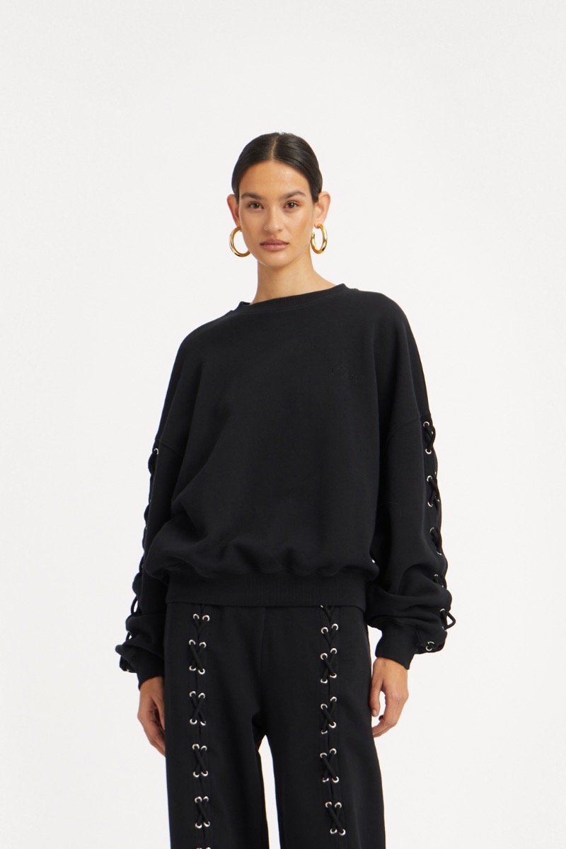 rotate birger christensen Lacing Crewneck Black