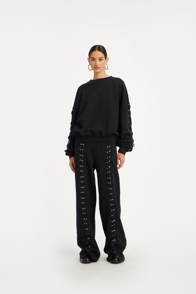 rotate birger christensen Lacing Sweatpants Black