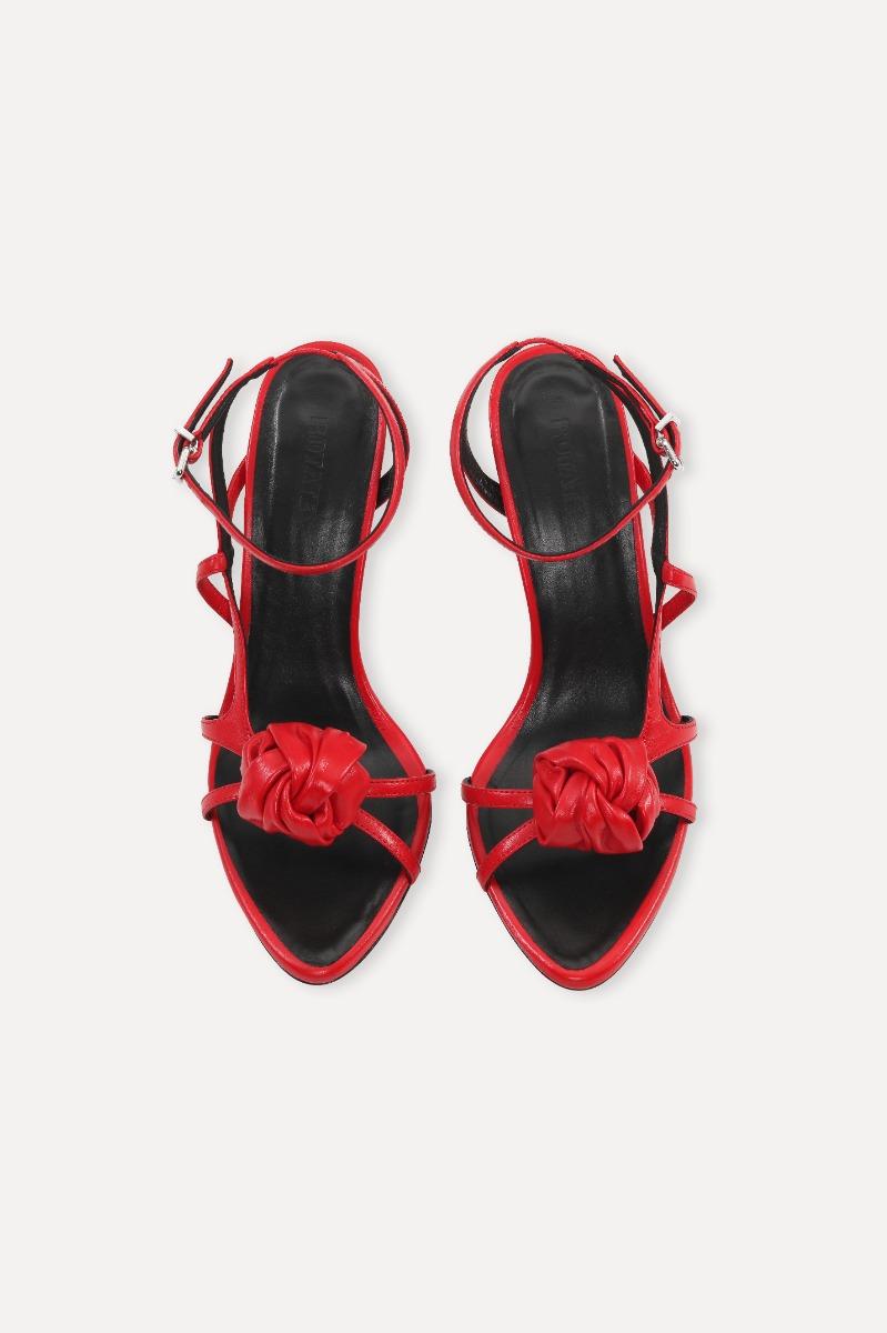 Rotate Birger Christensen Leather Knot Sandal Red