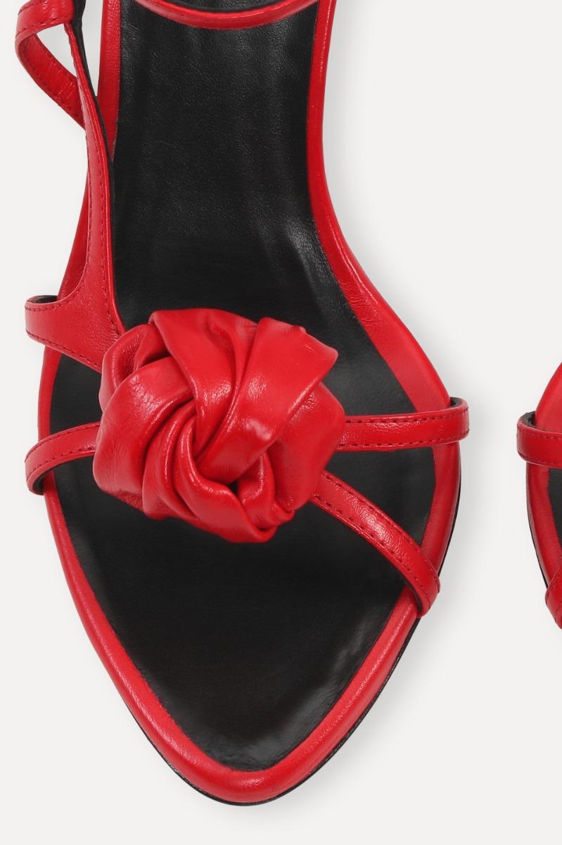 Rotate Birger Christensen Leather Knot Sandal Red