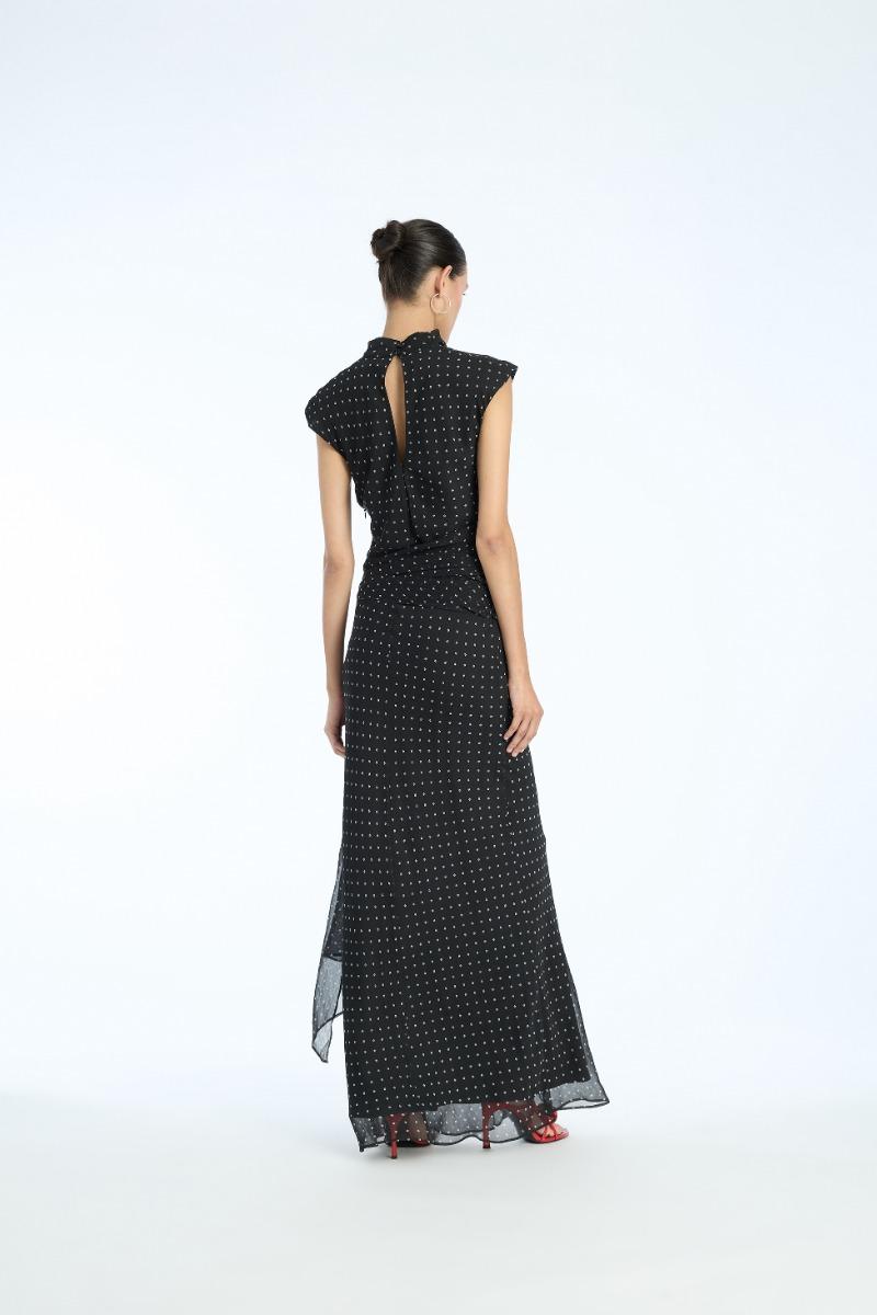 Rotate Birger Christensen Long Dress W. Tie Black