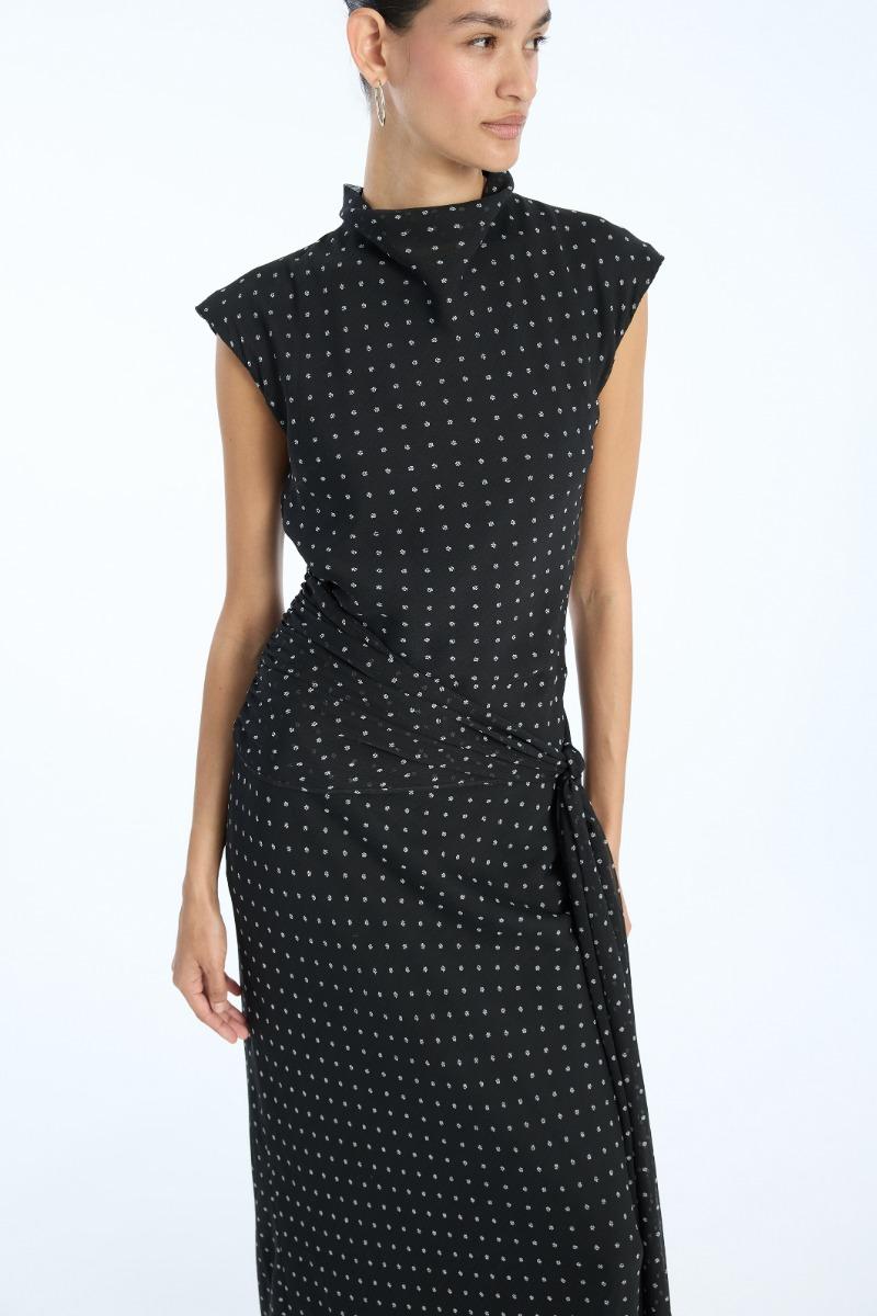 Rotate Birger Christensen Long Dress W. Tie Black
