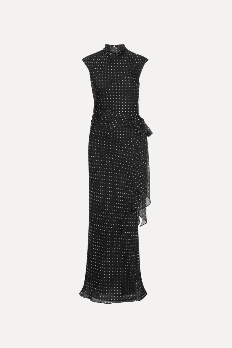 Rotate Birger Christensen Long Dress W. Tie Black