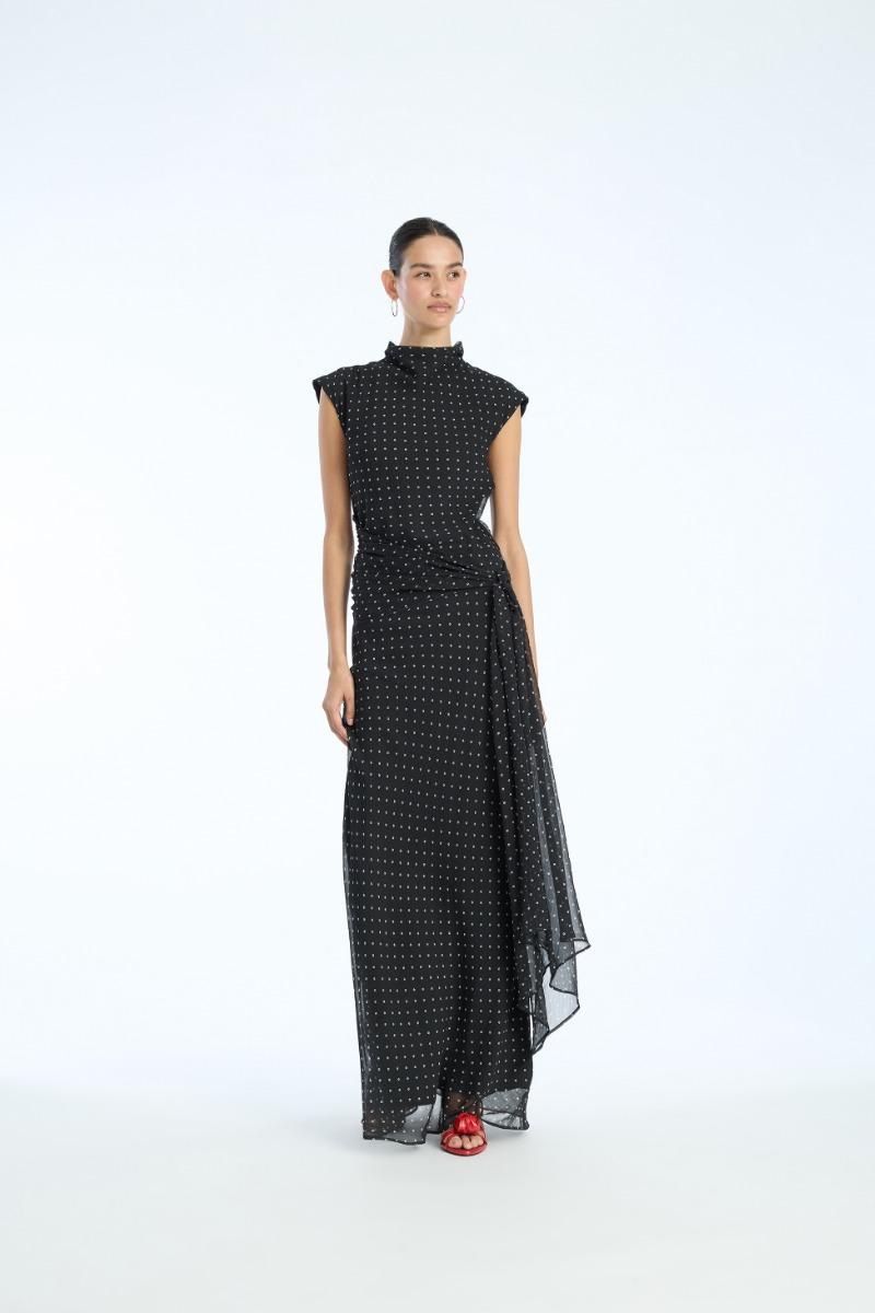 rotate birger christensen Long Dress W. Tie Black