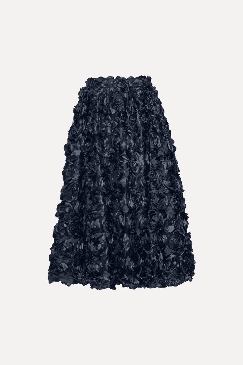 Rotate Birger Christensen Maxi Sun Skirt Dark Blue