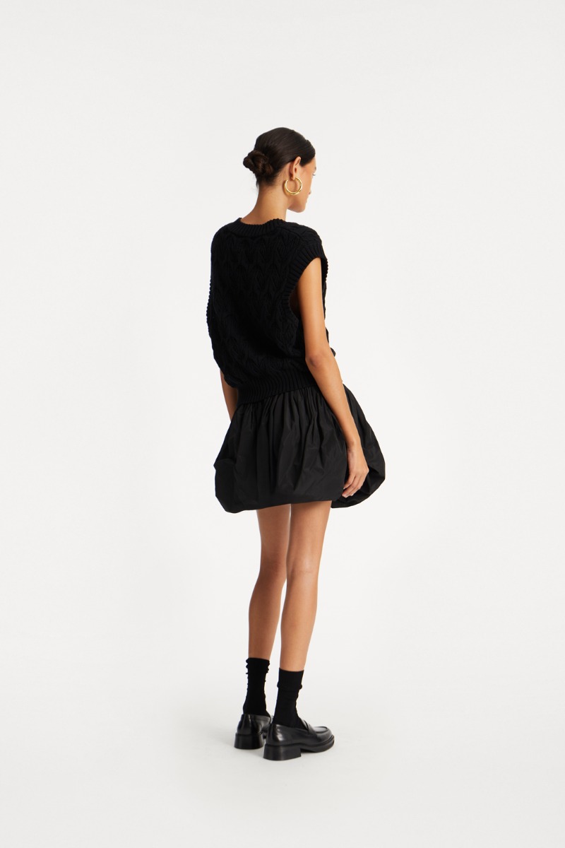 Rotate Birger Christensen Mini Balloon Skirt Black