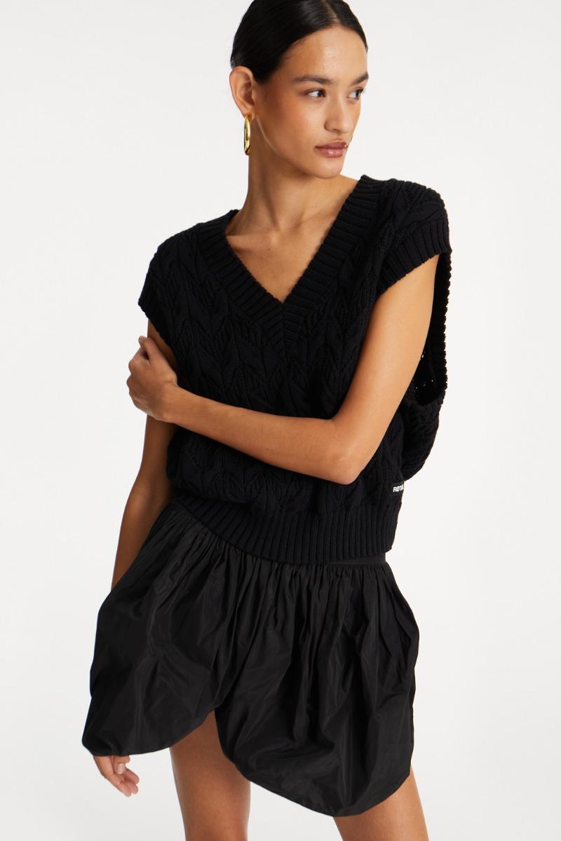 Rotate Birger Christensen Mini Balloon Skirt Black