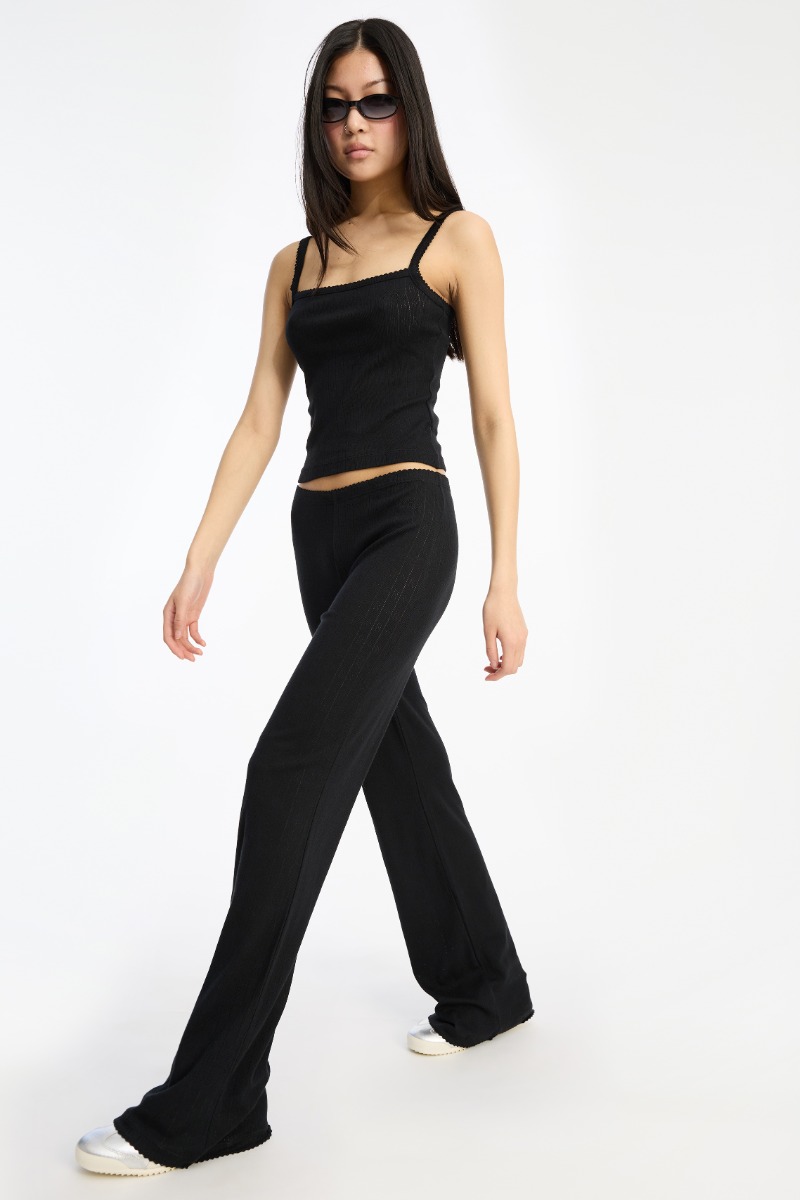 Rotate Birger Christensen Pointelle Leggings Black